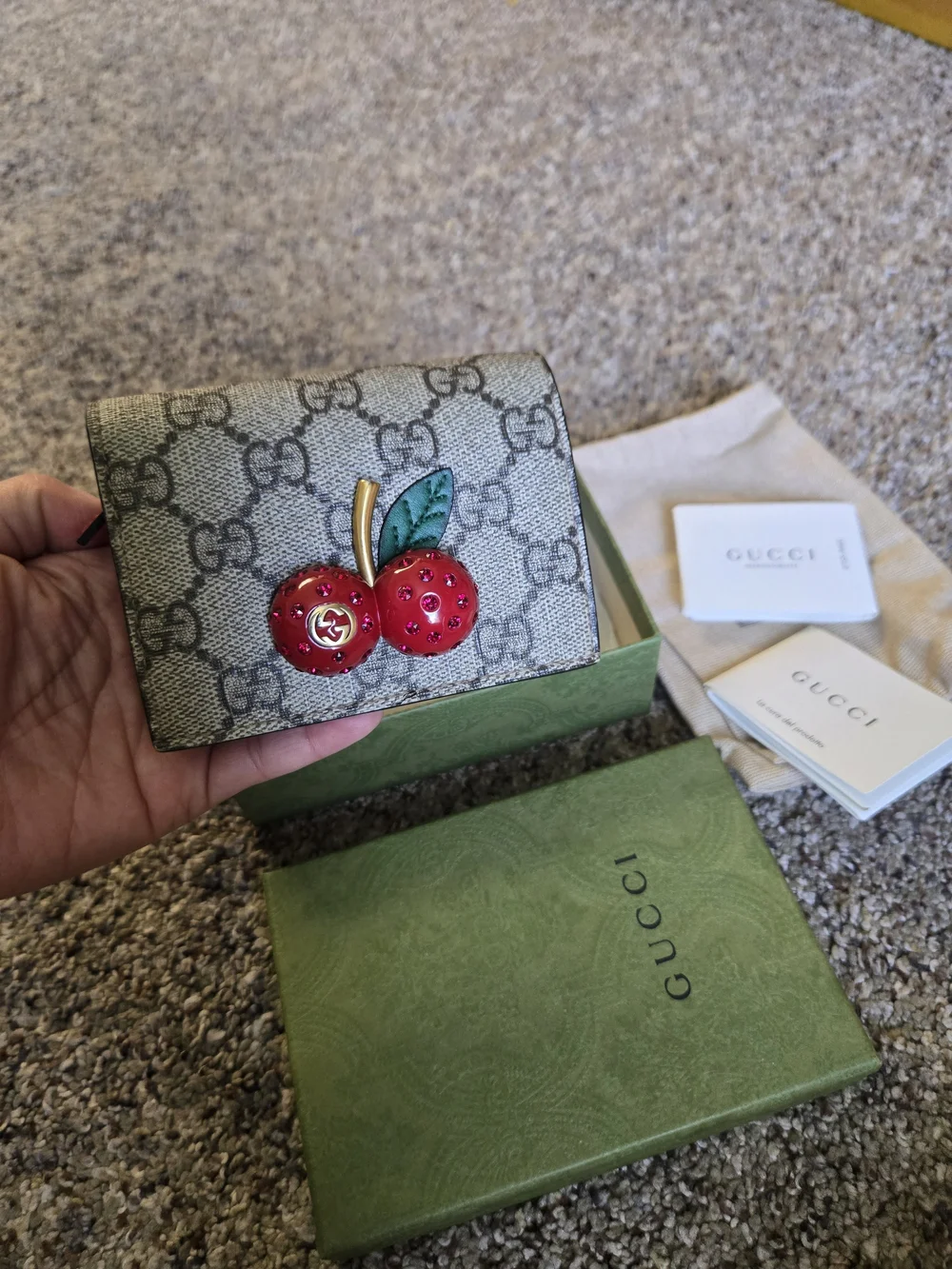 Gucci GG Supreme Wallet with Red Cherry Accent - Picture 7 of 9